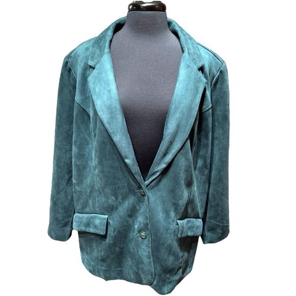 Estate by Isaac Mizrahi Emerald Faux Suede Blazer 3XP (Approx 22W–24W) NWOT - Picture 2 of 5